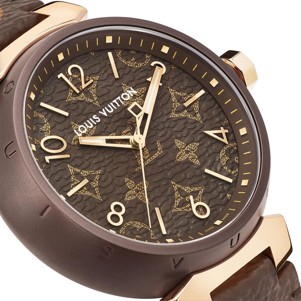 ルイ・ヴィトン LOUIS VUITTON QA147 タンブール モノグラム フューシャ＆オレンジ クォーツ レディース _807646 ルイ·ヴィトンより日本限定ウォッチ登場！タンブール モノグラム